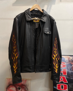 Harley Davidson Flame Leather Jacket Rare! L-XL